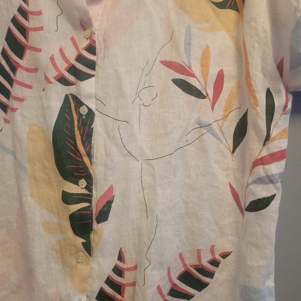 Cynthia Rowley Womens Large Linen Top Beachy Vacation Casual - Picture 4 of 5